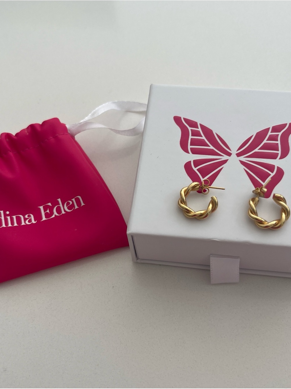 Adina Eden Gold Braided Hoop Earrings